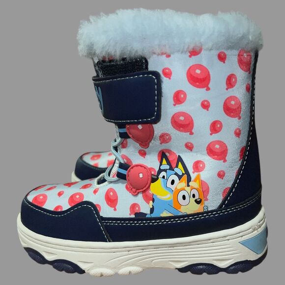 Bluey Snow Boots Toddler Size 10 Disney Bingo Blue Pink Balloons NEW - Picture 3 of 9